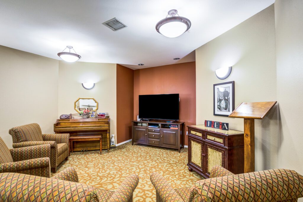 Senior living group TV room